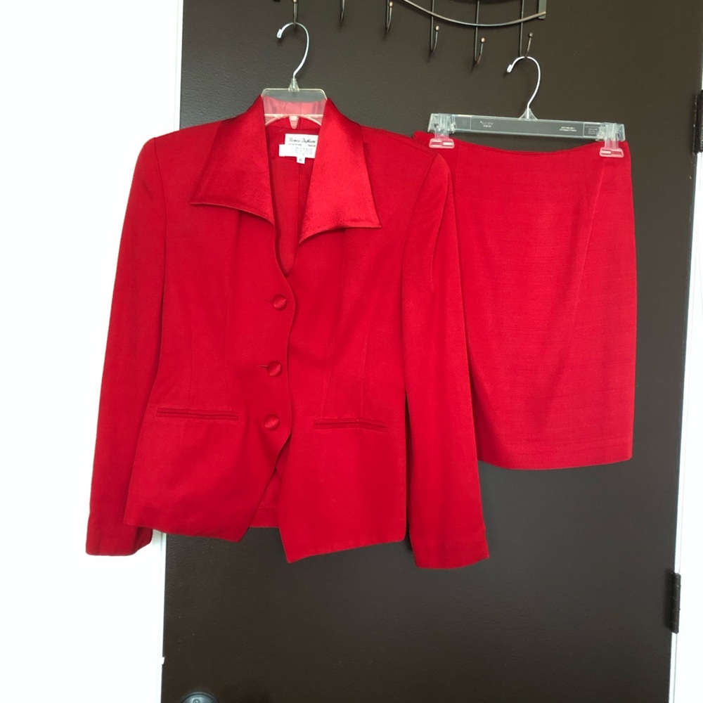 Red Blazer and Skirt Set